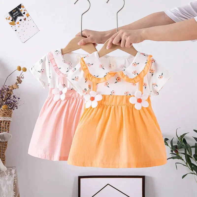 Summer Cute Children Clothing Baby Toddler Cartoon Dresses Girls New Hundred With Half-Sleeved Dress Sub False Two Pieces 835 Boutique Mélange Parfait