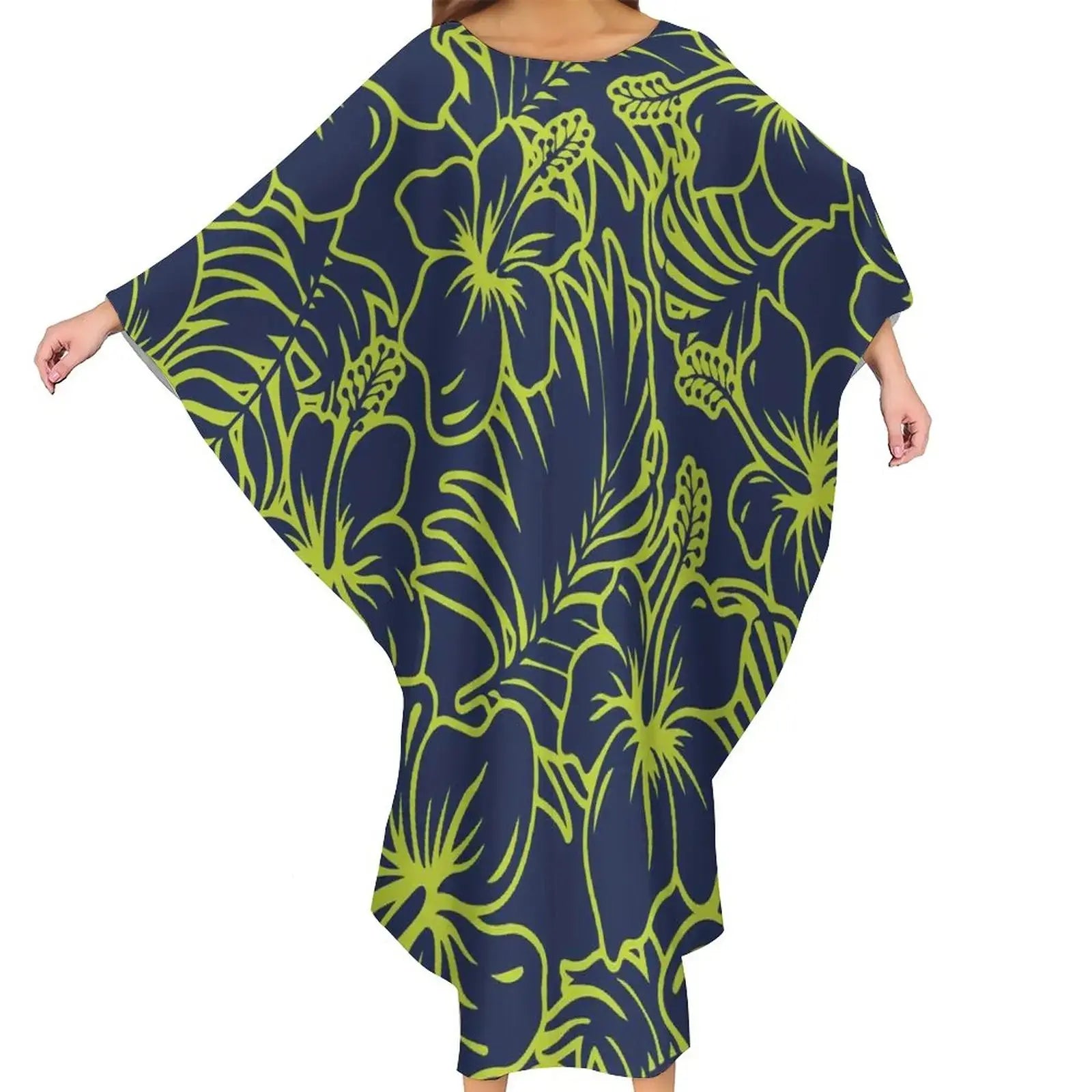 Autumn Fashion Ladies Bat Sleeve Dress Custom Hawaii Polynesian Tribal Design Oversized Poncho Beach Dress Island Casual Dresses Boutique Mélange Parfait