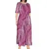 Island Clothing 2023 Short Sleeve Monstera Leaf Evening Dresses Polynesian Tribal Hawaiian Print Custom Samoan Dress Women Boutique Mélange Parfait