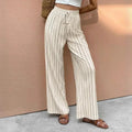 Pantalons amples décontractés à rayures avec cordon de serrage pour femme – Élégants, polyvalents, pour le quotidien et les activités de plein air Boutique Mélange Parfait