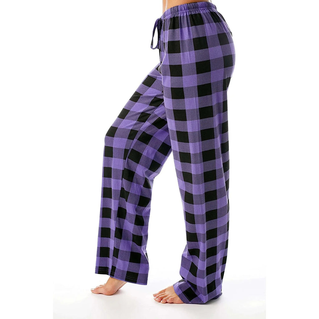 Y2k casual elasticated plaid pants, thin and comfortable, pyjama style with loose drawstring, wide legs, spring-autumn 2024 Boutique Mélange Parfait