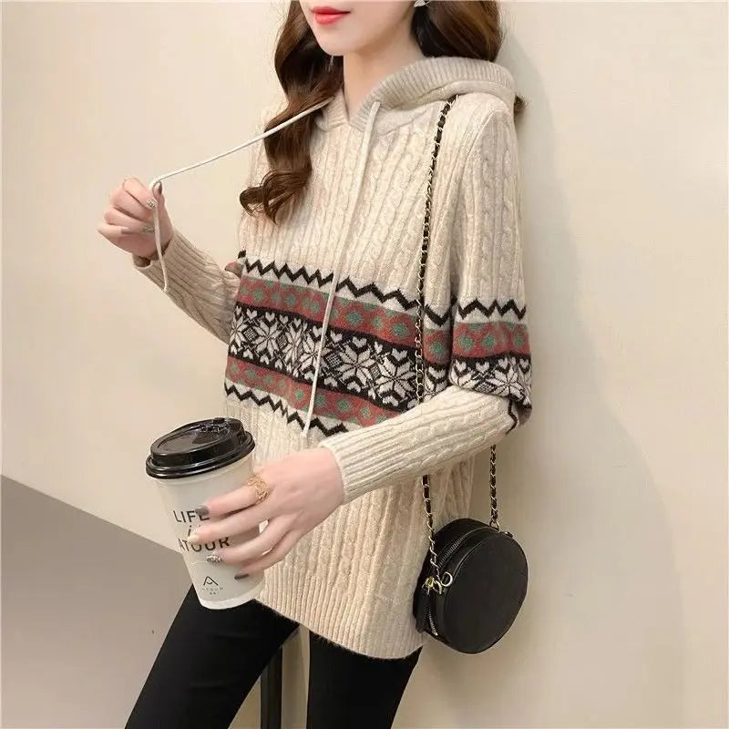 Women's hooded sweatshirt, baggy long-sleeved pullover, Korean fashion, high-quality coat, emo, loose fit, ethnic style, hooded tops Boutique Mélange Parfait