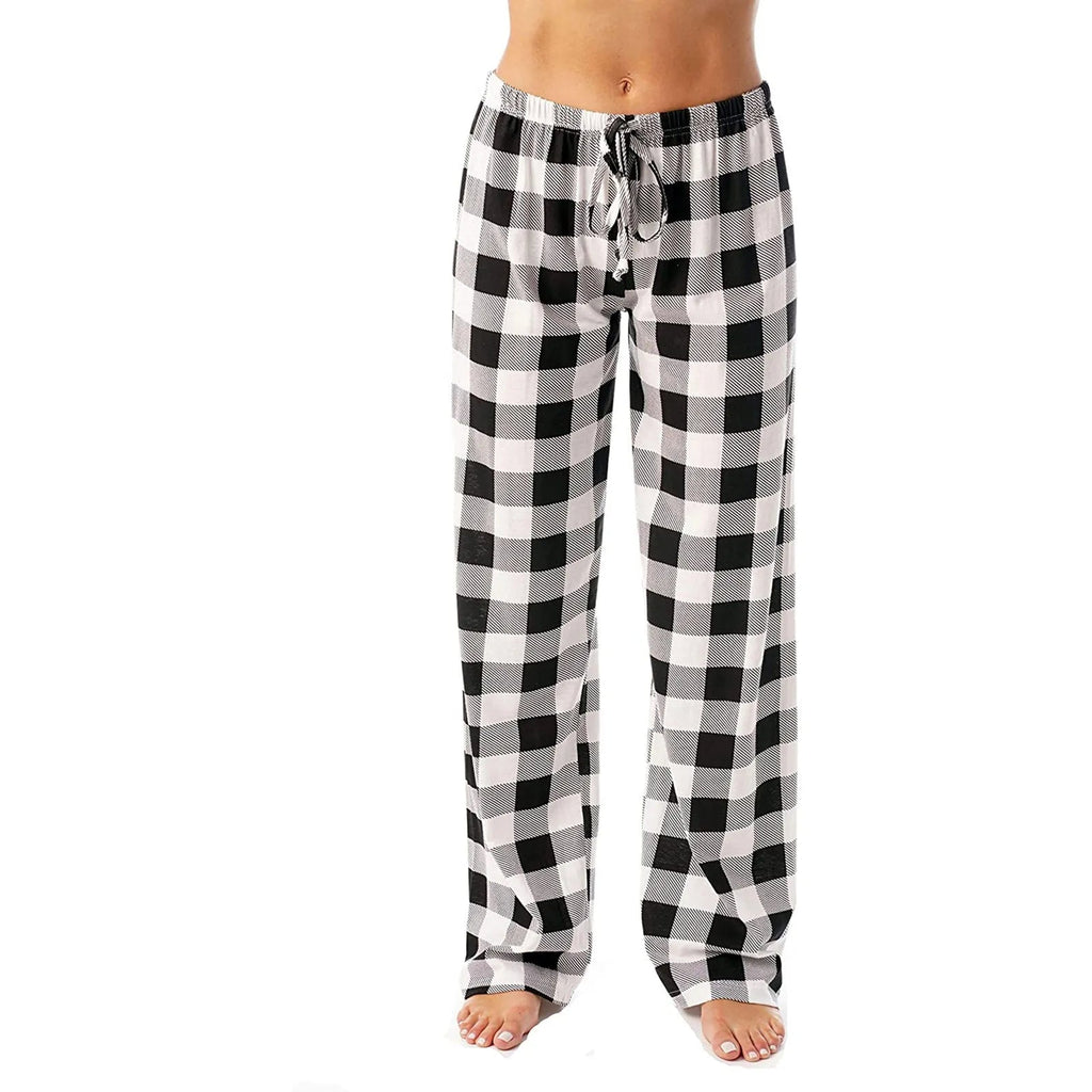Y2k casual elasticated plaid pants, thin and comfortable, pyjama style with loose drawstring, wide legs, spring-autumn 2024 Boutique Mélange Parfait