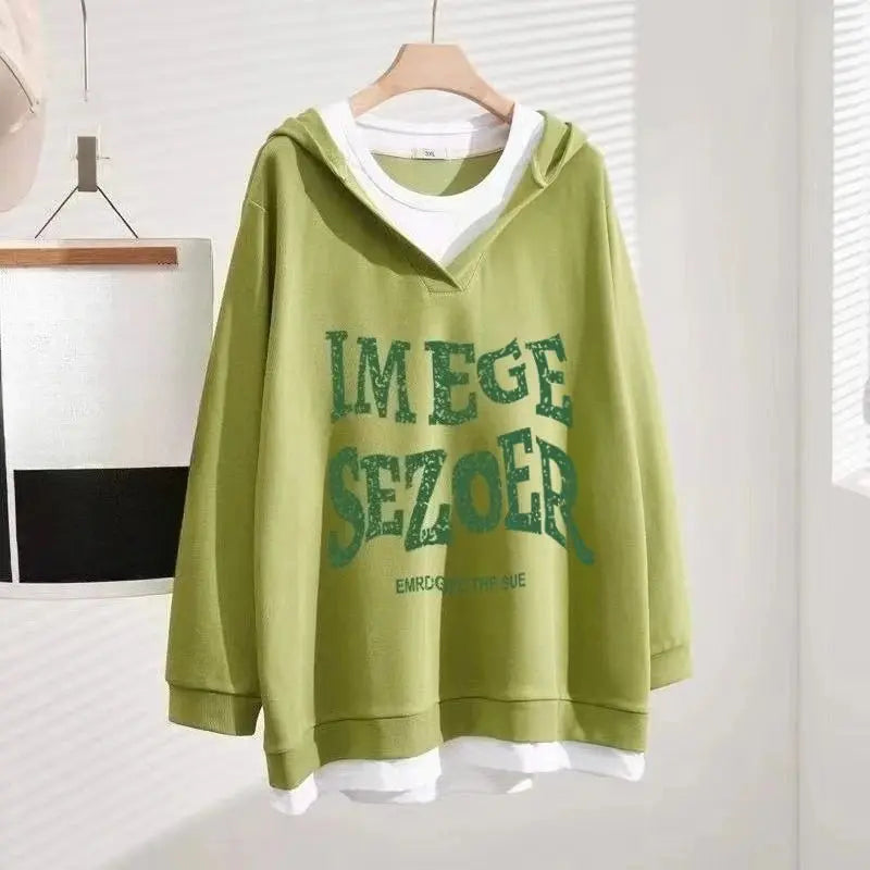 Sweat-shirt à capuche pour femmes deux pièces en Promotion basique 2025 tendance Kpop Designer nouveauté nouveau col en V femme hauts à capuche - Boutique Mélange Parfait