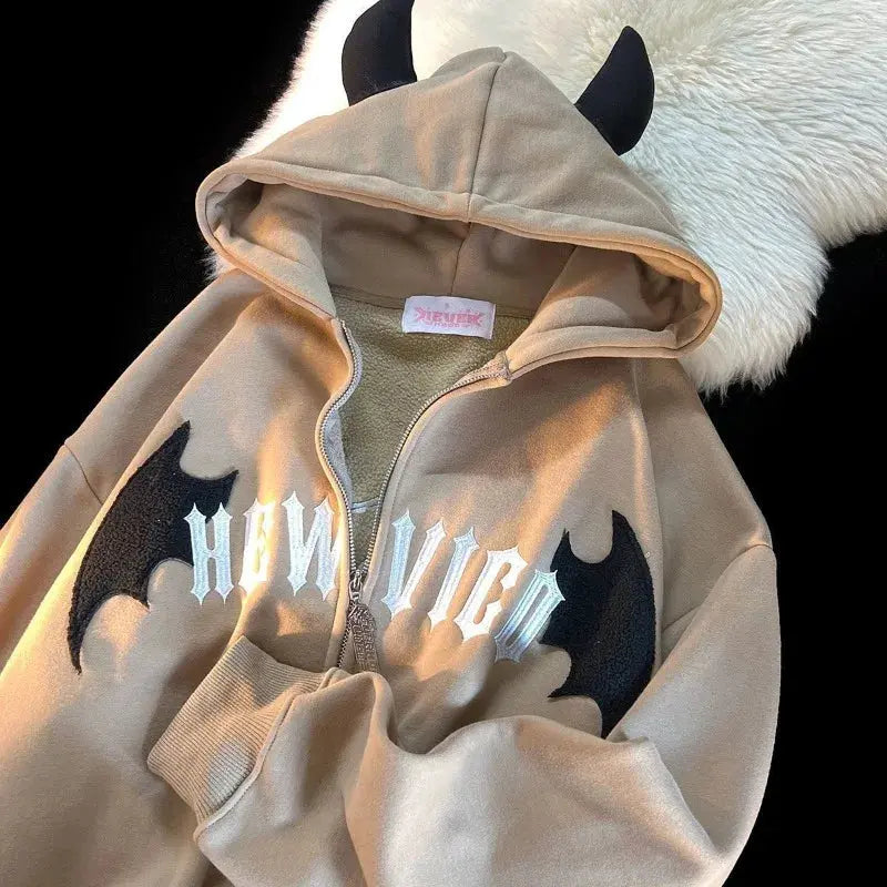 Sweat-shirt à capuche zippé unisexe style vintage Harajuku Hip Hop Streetwear Y2K Grunge esthétique Boutique Mélange Parfait