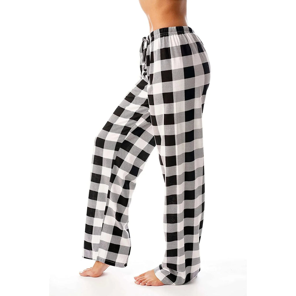 Y2k casual elasticated plaid pants, thin and comfortable, pyjama style with loose drawstring, wide legs, spring-autumn 2024 Boutique Mélange Parfait