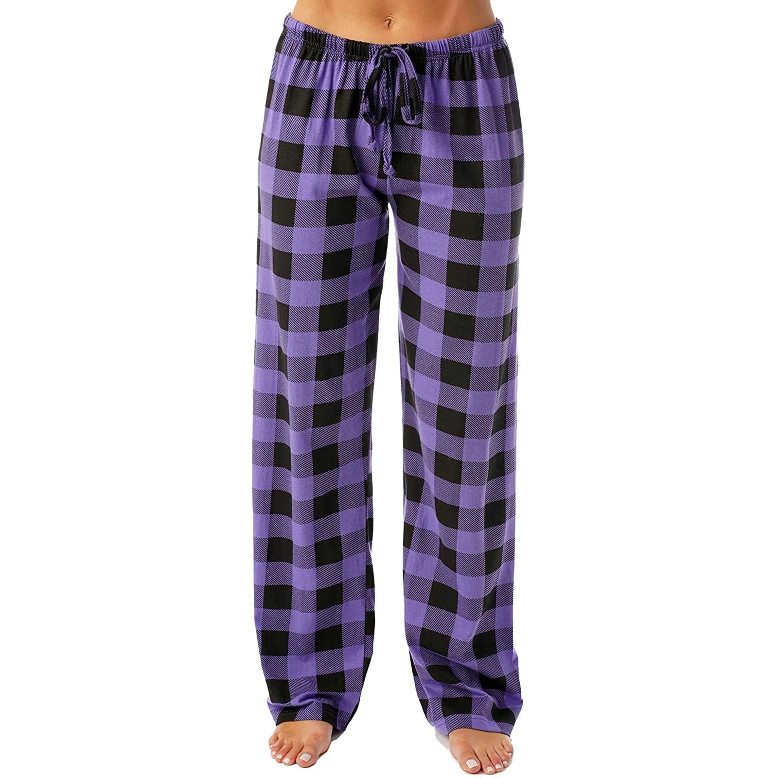 Y2k casual elasticated plaid pants, thin and comfortable, pyjama style with loose drawstring, wide legs, spring-autumn 2024 Boutique Mélange Parfait