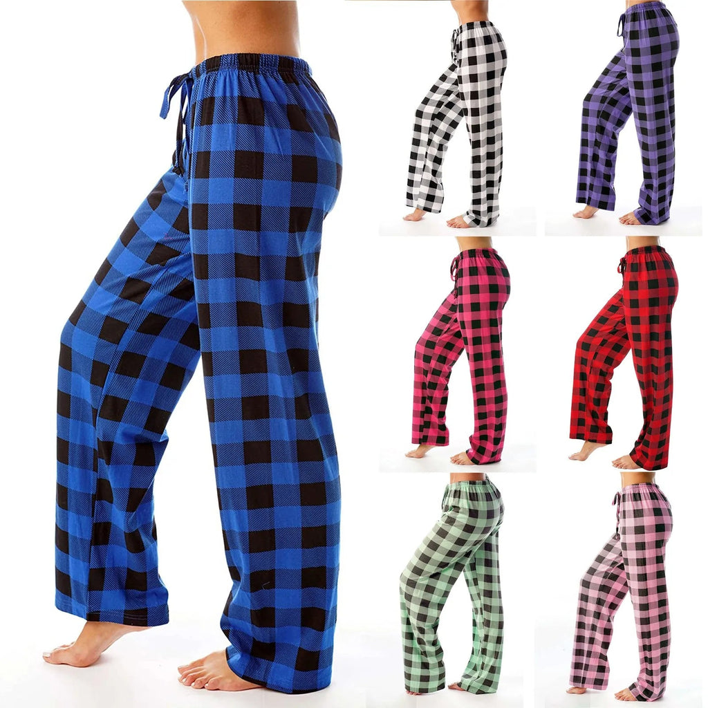 Y2k casual elasticated plaid pants, thin and comfortable, pyjama style with loose drawstring, wide legs, spring-autumn 2024 Boutique Mélange Parfait