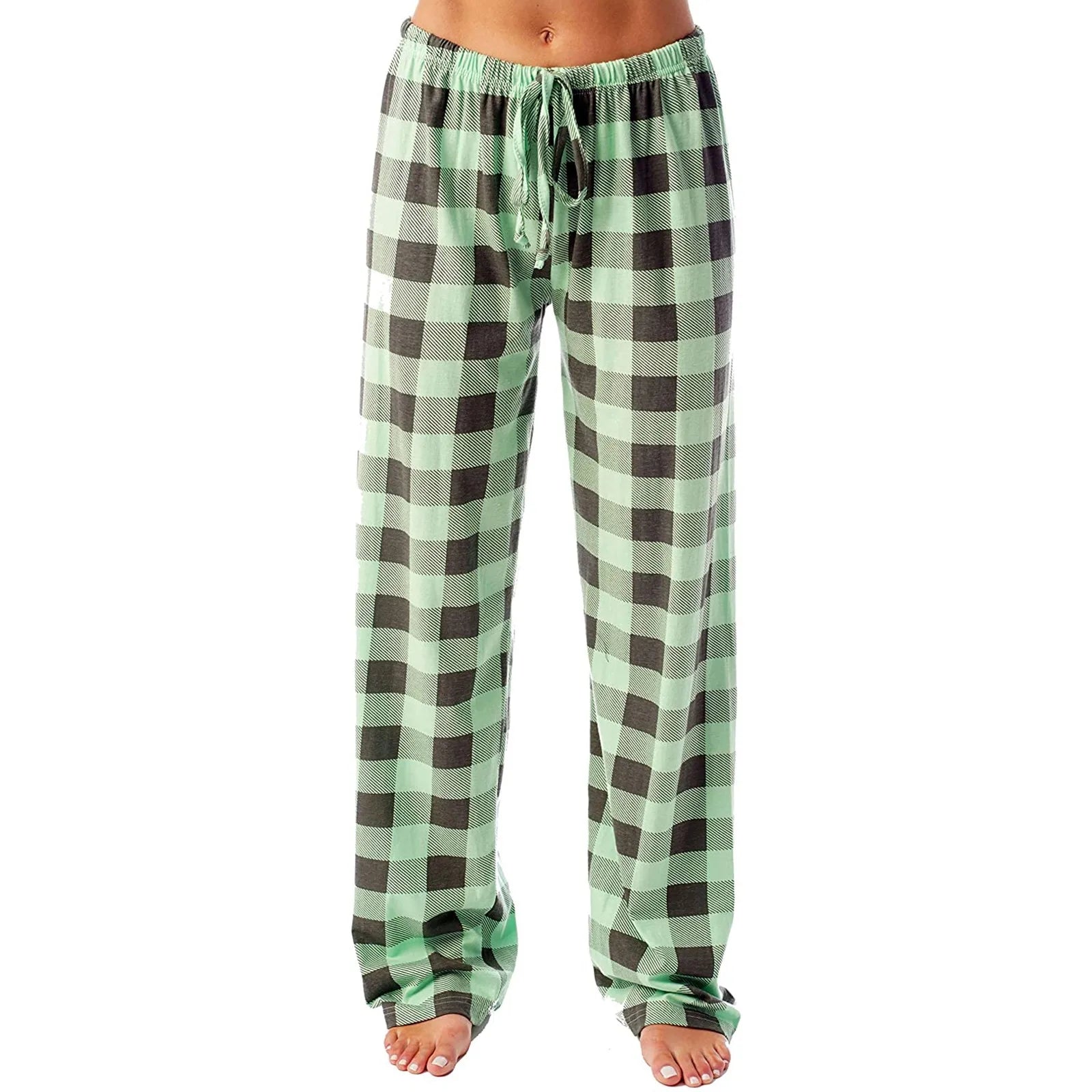 Y2k casual elasticated plaid pants, thin and comfortable, pyjama style with loose drawstring, wide legs, spring-autumn 2024 Boutique Mélange Parfait