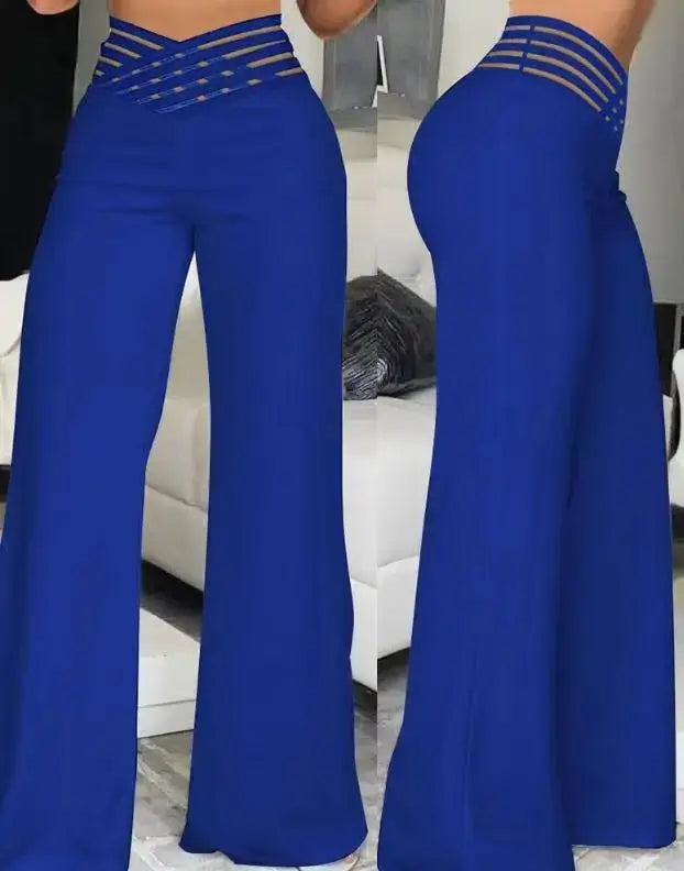 Femmes décontracté pantalons longs mode solide bureau Femme décontracté taille haute Pantalon évasé pour femmes vêtements 2024 nouveau Pantalon Femme Boutique Mélange Parfait