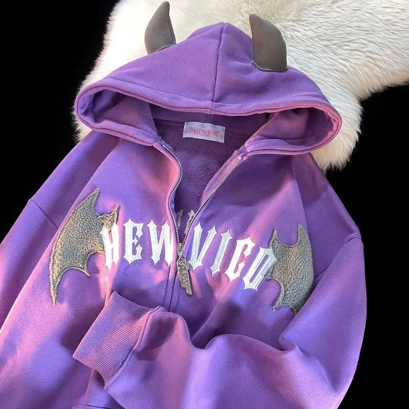 Sweat-shirt à capuche zippé unisexe style vintage Harajuku Hip Hop Streetwear Y2K Grunge esthétique Boutique Mélange Parfait