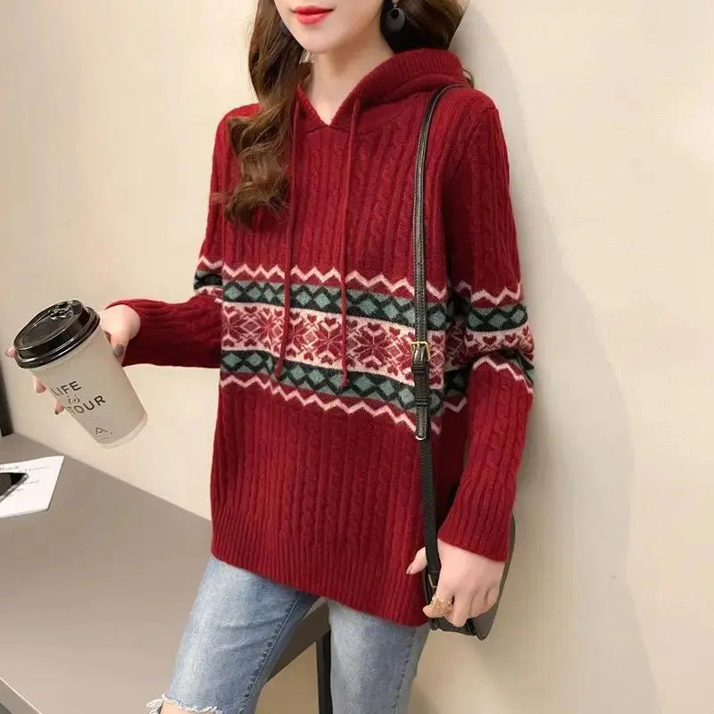 Women's hooded sweatshirt, baggy long-sleeved pullover, Korean fashion, high-quality coat, emo, loose fit, ethnic style, hooded tops Boutique Mélange Parfait