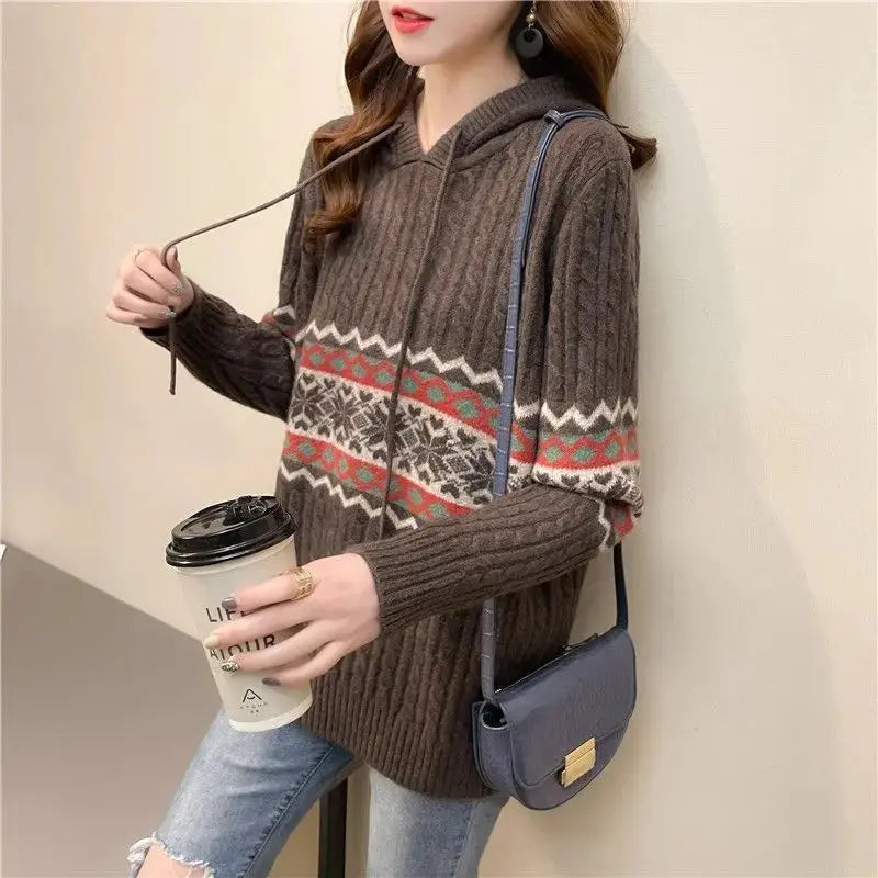Women's hooded sweatshirt, baggy long-sleeved pullover, Korean fashion, high-quality coat, emo, loose fit, ethnic style, hooded tops Boutique Mélange Parfait