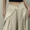 Chic mode femmes décontracté plissé jambe large pantalon lin Texture tout Match ample taille haute pantalon Mujer pantalons Boutique Mélange Parfait
