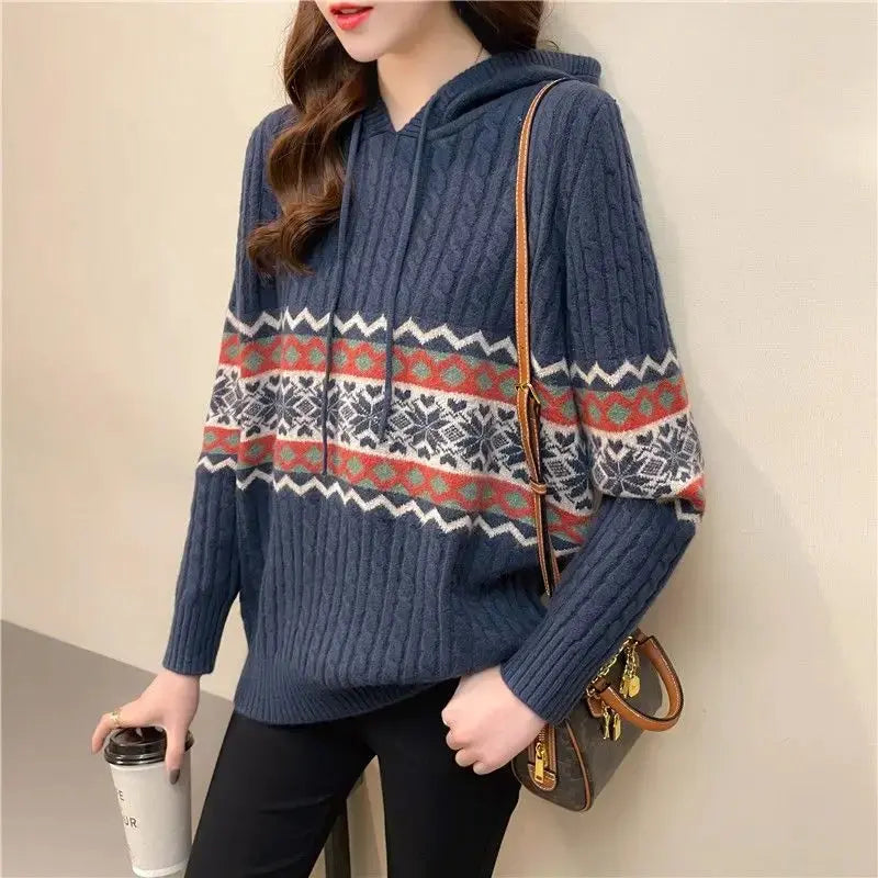 Women's hooded sweatshirt, baggy long-sleeved pullover, Korean fashion, high-quality coat, emo, loose fit, ethnic style, hooded tops Boutique Mélange Parfait