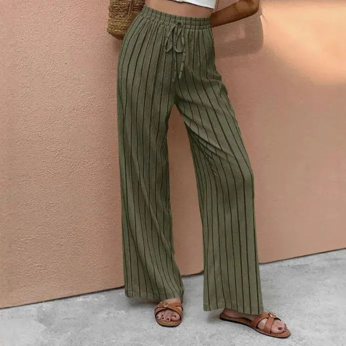 Pantalons amples décontractés à rayures avec cordon de serrage pour femme – Élégants, polyvalents, pour le quotidien et les activités de plein air Boutique Mélange Parfait
