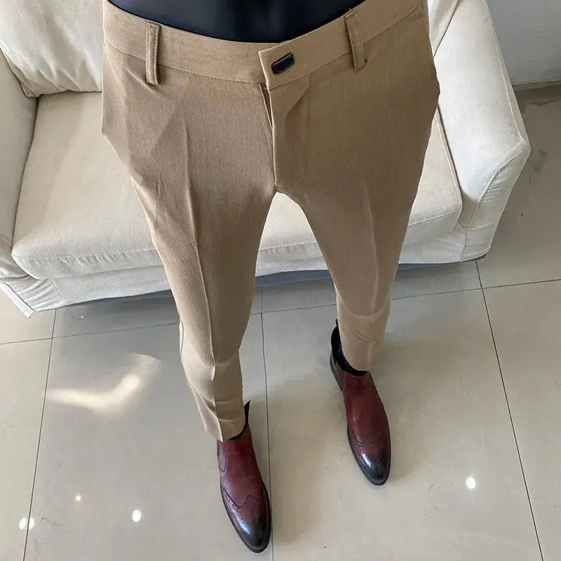 Hommes robe pantalon mince costume pantalon Stretch mince formel pantalon Masculina solide décontracté Pantalone Hombre mode hommes vêtements Boutique Mélange Parfait