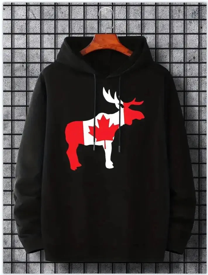 Men's hoodies,   Canada maple leaf hoodie, men's casual pullover with kangaroo pocket for spring and autumn - Boutique Mélange Parfait