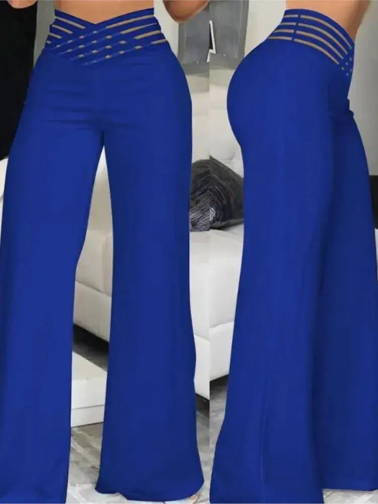 Femmes décontracté pantalons longs mode solide bureau Femme décontracté taille haute Pantalon évasé pour femmes vêtements 2024 nouveau Pantalon Femme Boutique Mélange Parfait