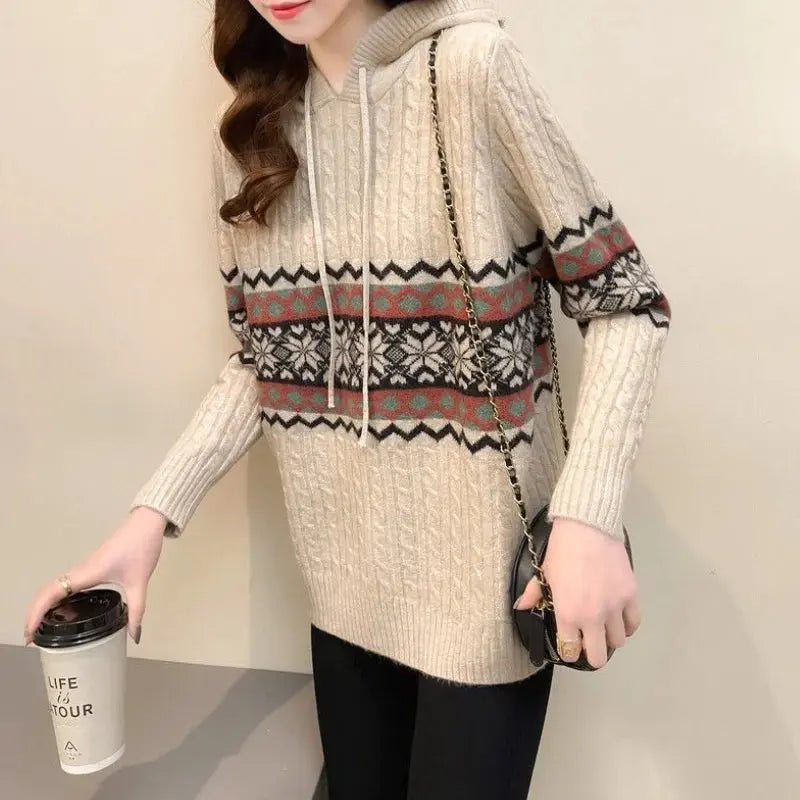 Women's hooded sweatshirt, baggy long-sleeved pullover, Korean fashion, high-quality coat, emo, loose fit, ethnic style, hooded tops Boutique Mélange Parfait