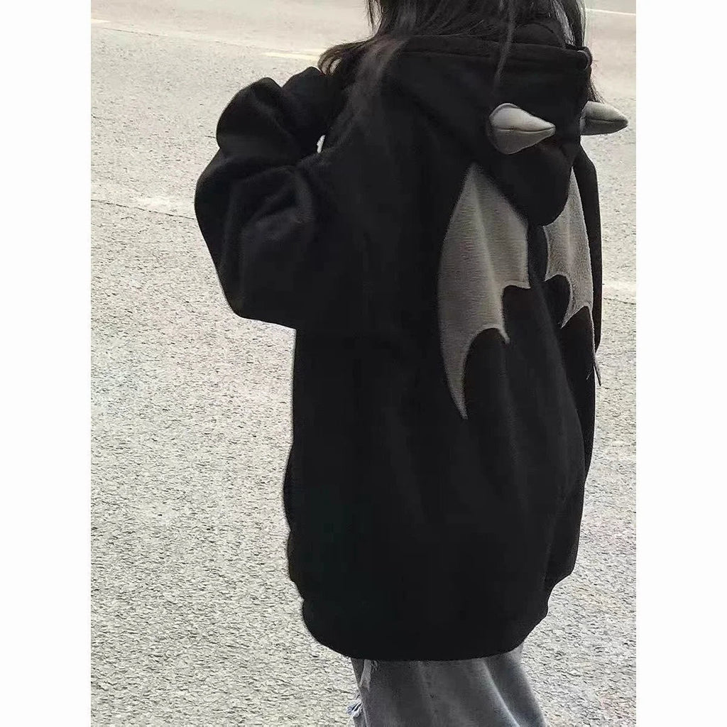 Sweat à capuche diable pour femmes et hommes, Style foncé, Vintage, Harajuku, fermeture éclair, Hip Hop, Streetwear, Y2k, esthétique, Cardigan Grunge Boutique Mélange Parfait